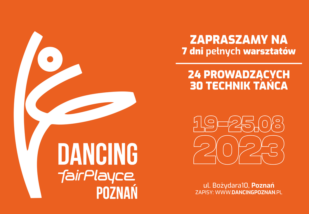 Białe napisy na pomarańczowym tle.