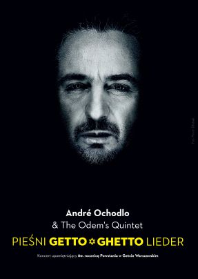 Plakat: zdjęcie twarzy mężczyzny na czarnym tle.