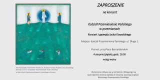 Plakat jest w kolorach jasnego szarego. Po lewej stronie plakatu znajduje się obraz w zielonych barwach, na obrazie na środku stoi Jezus. Po prawej stronie plakatu znajdują się informacje, które zostały opisane w opisie.