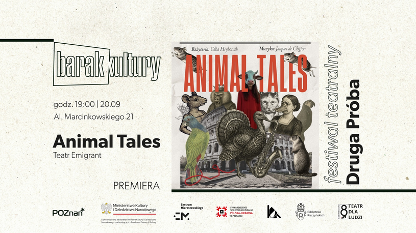 Kolaż przedstawiający zwierzęta oraz ludzi w maskach zwierząt. Szczegółowe informacje na temat wydarzenia zawarte w treści artykułu.