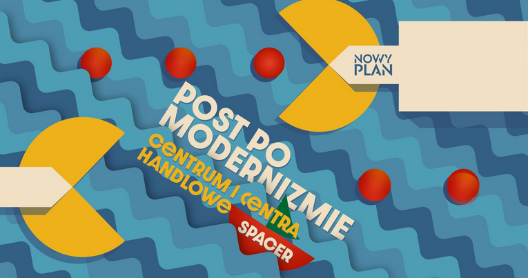 W tle wzór w niebieskie fale. Na forncie dwa duże żółte kształty przypominające Pac-Mana oraz czerwone kulki. W prawym górnym rogu znajduje się logo "Nowy Plan". Teksty na grafice są ułożone po skosie. Są białe i żółte. Na końcu tytułu rysunek czerwonej łódki z zielonym żaglem.