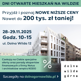 Na grafice biały budynek wielorodzinny. Wokół teksty informujące o wydarzeniu zawarte w treści artykułu, część napisów umieszczono obok zdjęcia, część na zielonym tle, a część na białym tle.