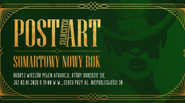 Zielono-złoty plakat. Po prawej stronie stylizowany portret kobiety w kapeluszu, całość obramowana geometryczną ramką. Widoczne złote i białe napisy, będące szczegółami na temat wydarzenia, które są zawarte w treści artykułu.