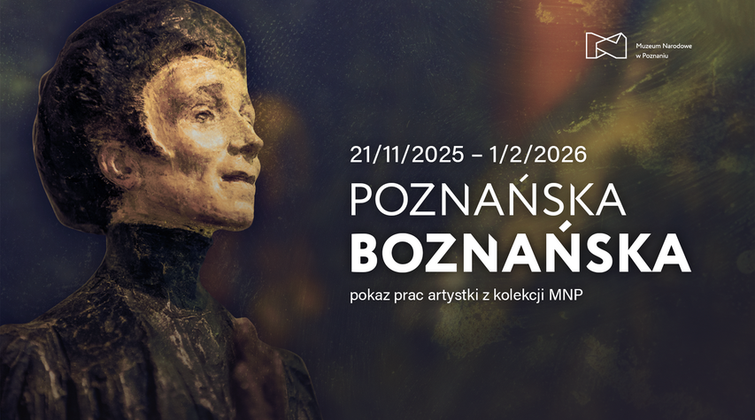 Na pierwszym planie z lewej strony widać rzeźbę przedstawiającą kobietę. Tło jest rozmyte utrzymane w cimnych barwach, przełamane jasną, żółto-zieloną i pomarańczową strugą światła. Z prawej strony informacje dotyczące wydarzenia zawarte w treści artykułu.