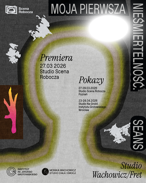 Na ciemnym tle jasny zarys głowy oraz informacje na temat wydarzenia.