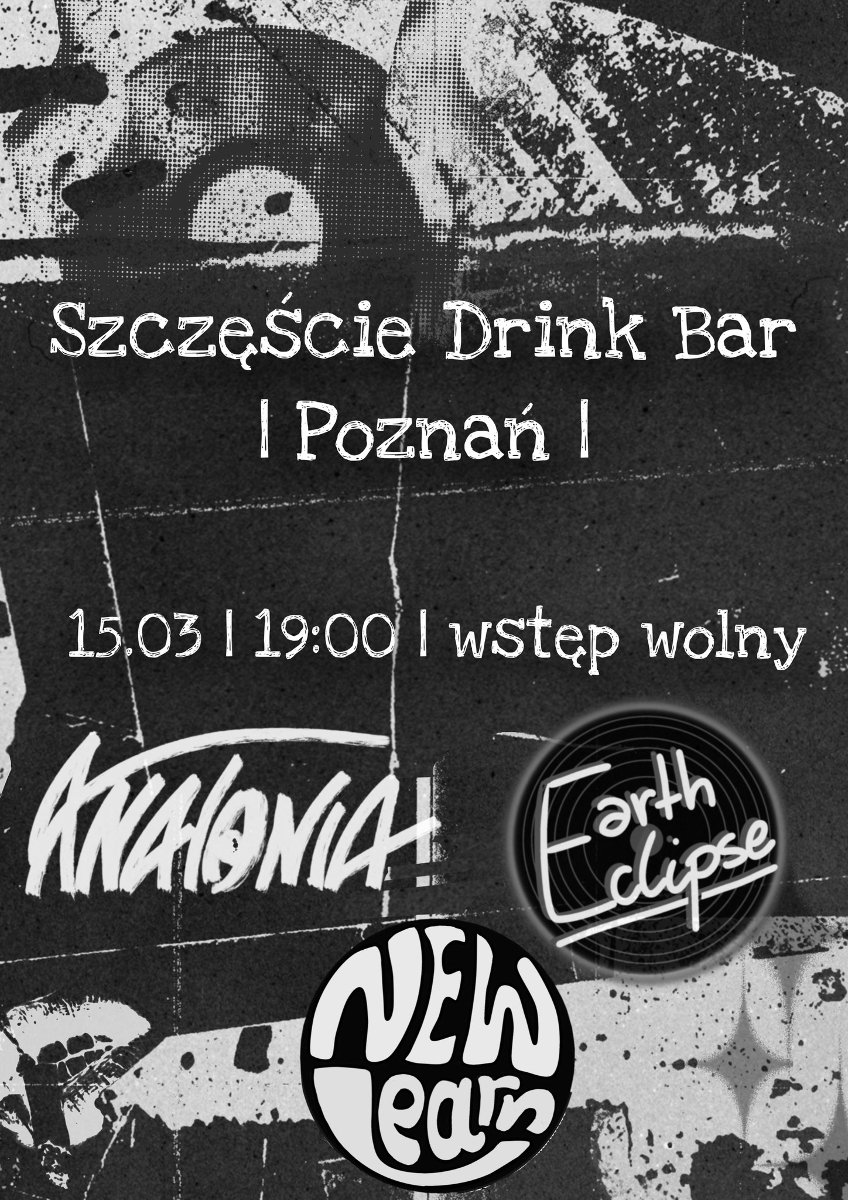 Czarno-biała grafika z informacjami o wydarzeniu w Poznaniu. Widoczny jest odręczny, ozdobny napis "Poznań" oraz inne szczegóły, zawarte w treści artykułu. Poniżej umieszczono loga zespołów biorących udział w wydarzeniu.Plakat przypomina pogniecioną, czarną kartkę.