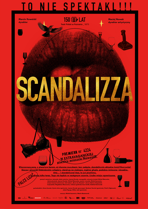 Na czerwonym tle zdjęcie ust oraz informacje na temat wydarzenia.