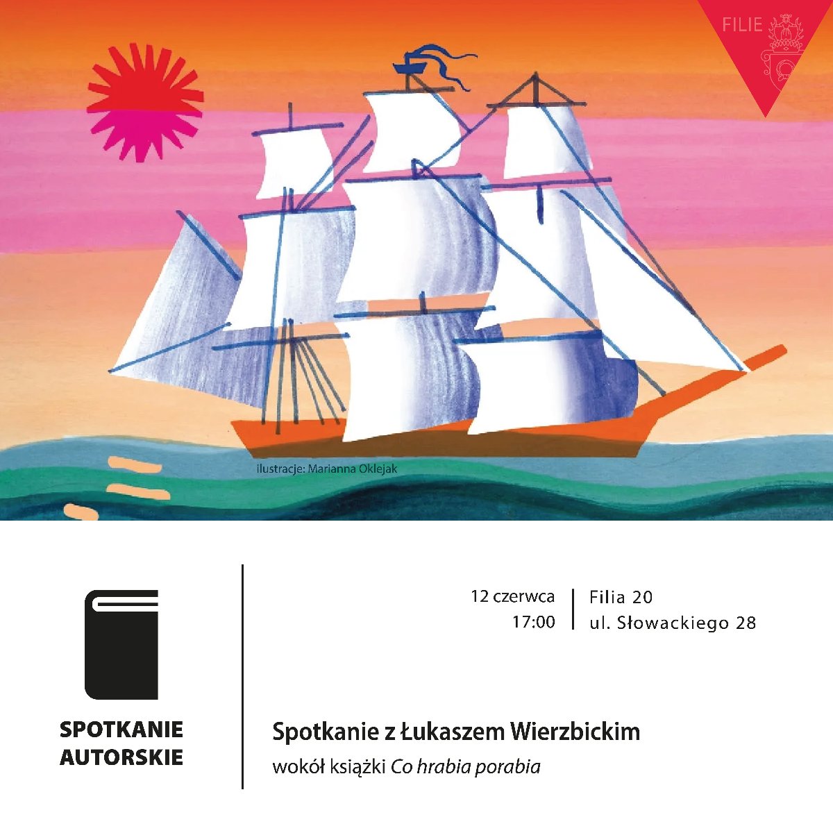 Plakat wydarzenia przedstawiający ilustrację Marianny Oklejak