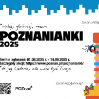 Plakat wydarzenia z rysunkowym, kolorowym wieżowcem i wspinającymi się na niego postaciami.