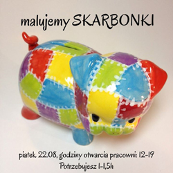 Plakat z ceramiczną skarbonką