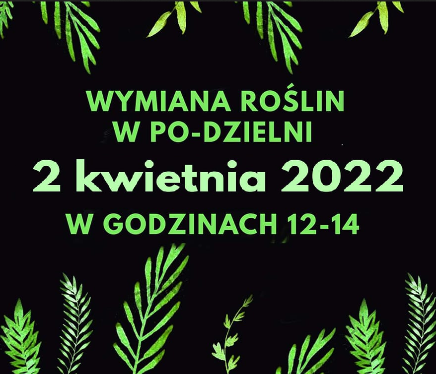 Nazwa wydarzenia otoczona zielonymi roślinkami.