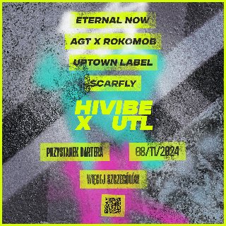 Na szaro-białym tle odblaskowe napisy informujące o wydarzeniu.