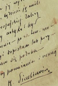 rękopis z autografem H. Sienkiewicza