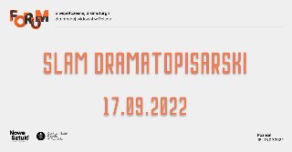 Obrazek przedstawia plakat reklamujący slam dramatopisarski.