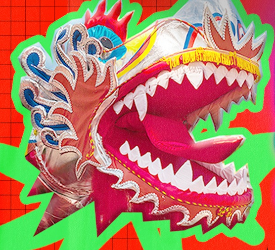 Kolorowa głowa smoka.