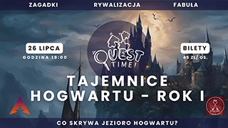 Plakat zapraszający na wydarzenie, na tle ciemnego nieba zamek z wieżami, wokół których latają trzy duże ptaki