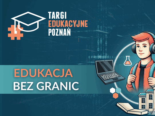 Napis o treści targi edukacyjne 2025, obok rysunek młodego chłopaka.