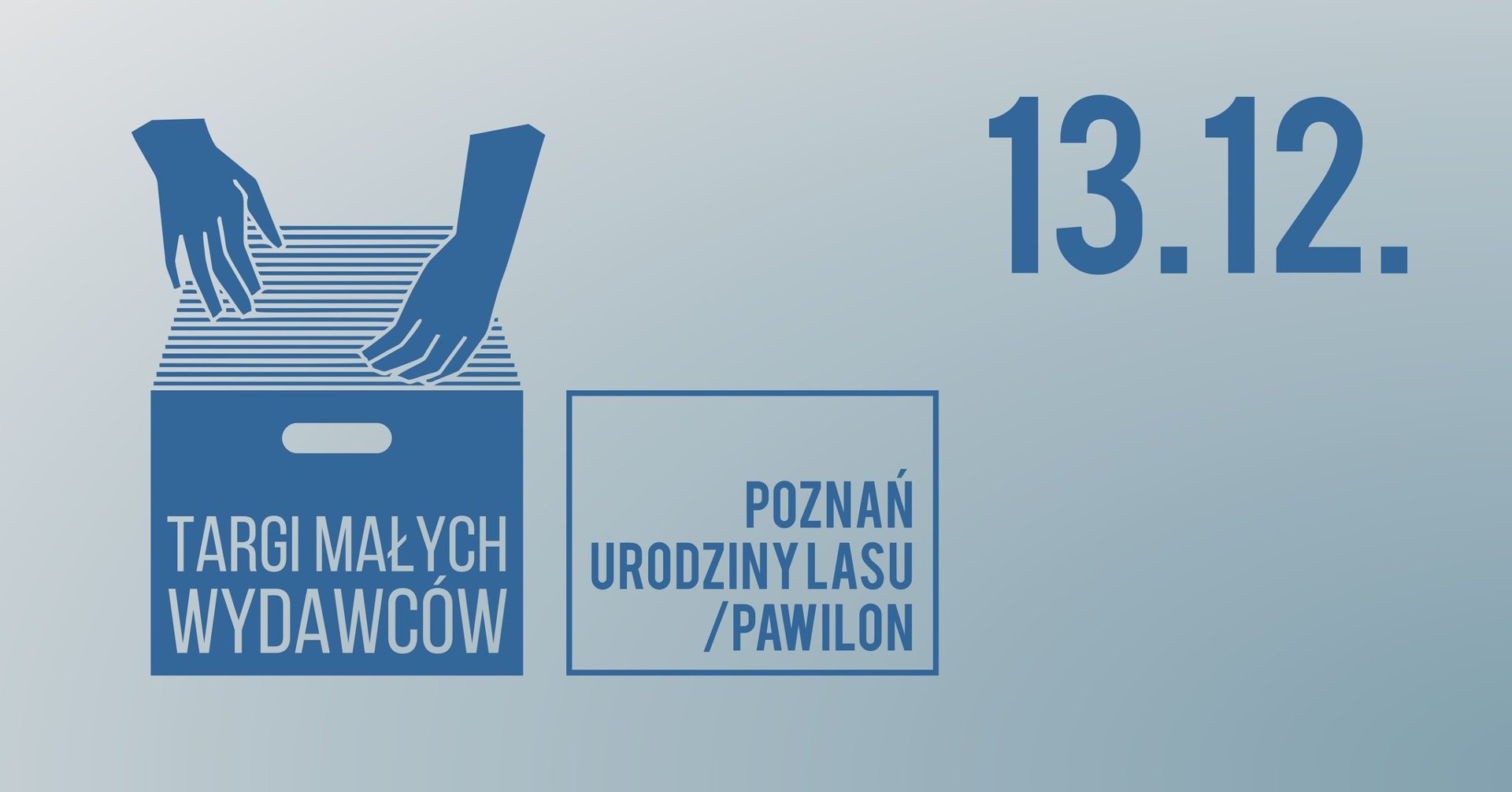 Na jasnoszarym tle niebieska ikona. Przedstawia pudło, które przeglądają dwie dłonie.