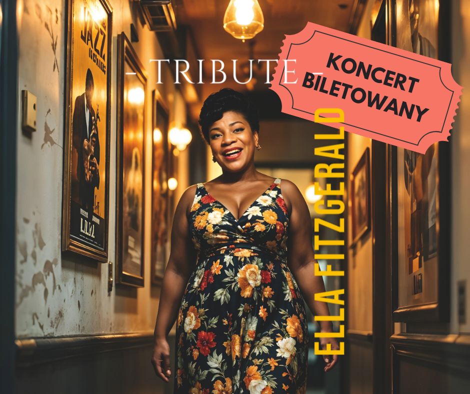 Zdjęcie, piosenkarka w kwiecistej sukience stoi w holu. Na ścianach wiszą obrazy. Na zdjęciu napisy informujace o wydarzeniu.