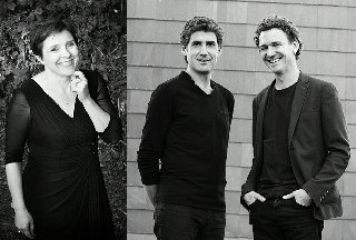 Zdjęcie przedstawia trio wykonujące bretońską muzykę taneczną, w składzie Annie Ebrel, Janick Martin i Erwan Hamon.