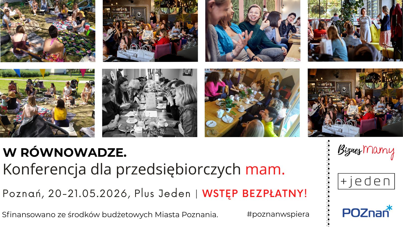 Grafika zapraszająca na spotkanie W równowadze. Konferencja dla przedsiębiorczych mam