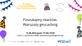 Obrazek przedstawia plakat promujący warsztaty geocaching.