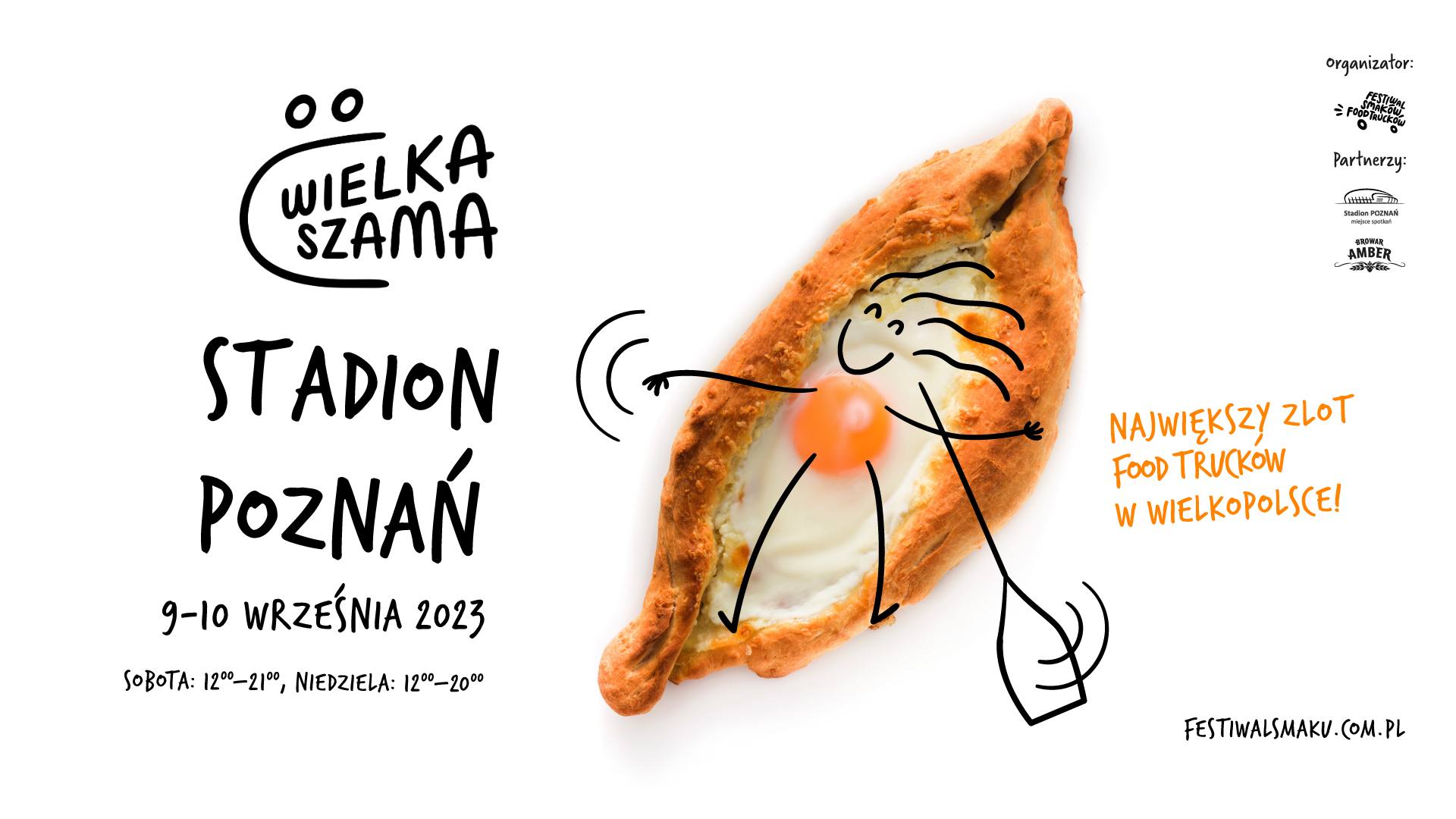 Wielka Szama na Stadionie. Zlot foodtrucków. 9.09-10.09 2023. Stadion Miejski w Poznaniu. Wstęp bezpłatny.