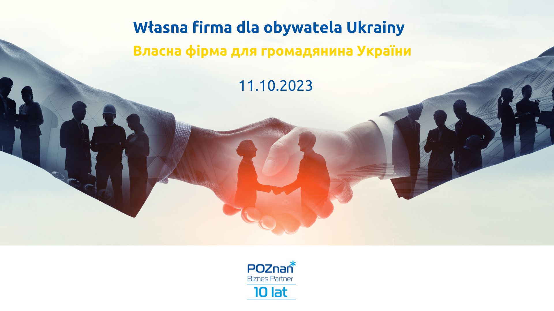 Grafika promocyjna bezpłatnego szkolenia pod tytułem Własna firma dla obywatela Ukrainy, Szkolenie odbędzie się 11 października 2023 r. w godzinach 10:00-12:00. Szkolenie poprowadzi pracownik Wydziału Działalności Gospodarczej i Rolnictwa.