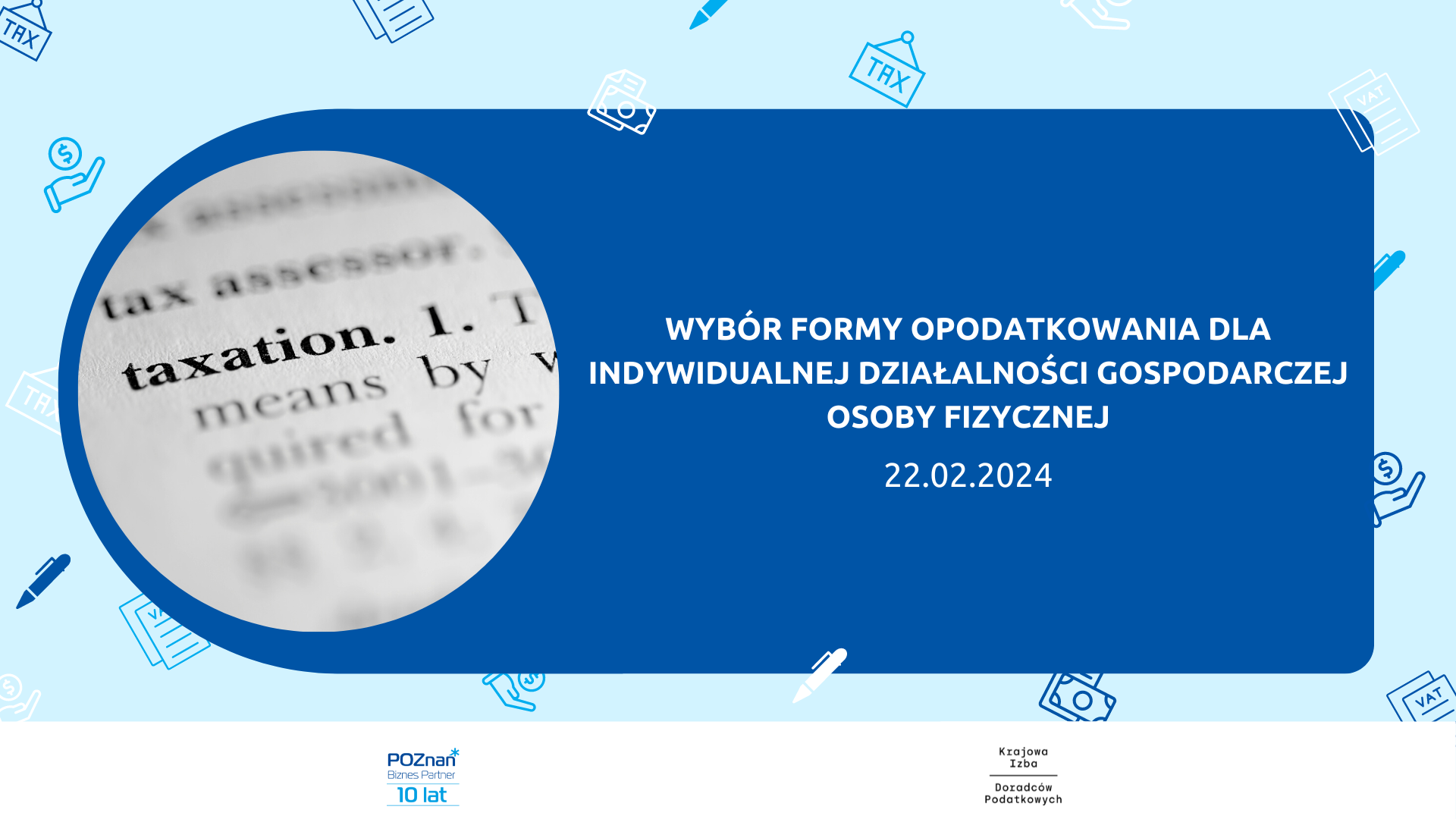 Wybór formy opodatkowania dla indywidualnej działalności gospodarczej osoby fizycznej - szkolenie online