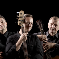 Na zdjęciu członkowie zespołu z gitarami.