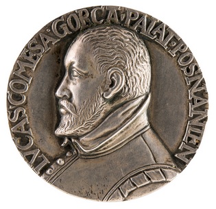 Zdjęcie medalu Łukasz Górka, 1571 (odlew XIX-wieczny), artysta nieokreślony, srebro, lany, śr. 42 mm, waga 28,44 g (awers).