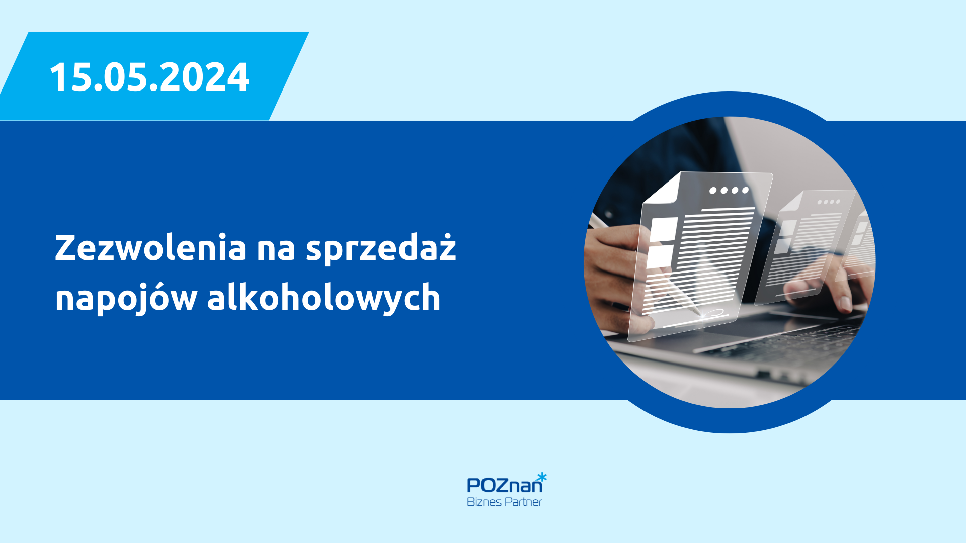 Grafika Promocyjna informująca o szkoleniu pt. Zezwolenia na sprzedaż napojów alkoholowych