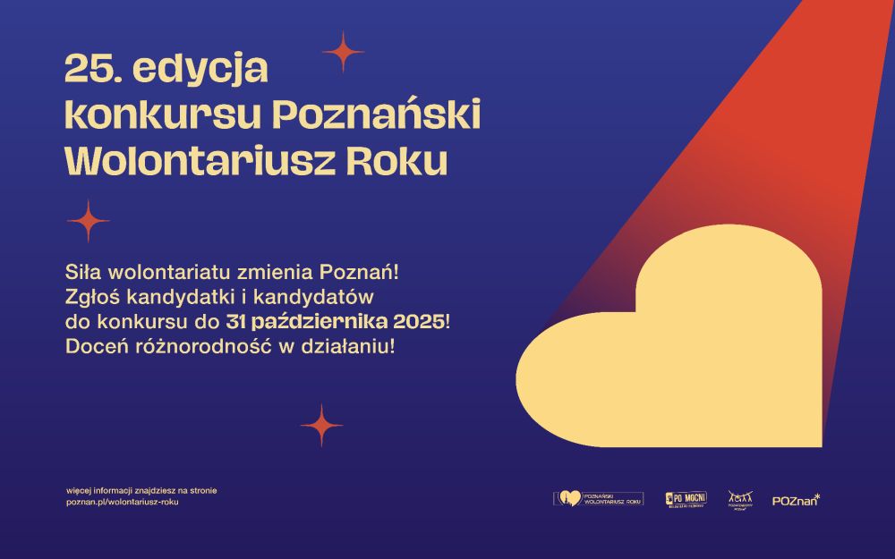 fot. materiały prasowe Plakat w kolorze granatowym z pomarańczowym motywem serca.